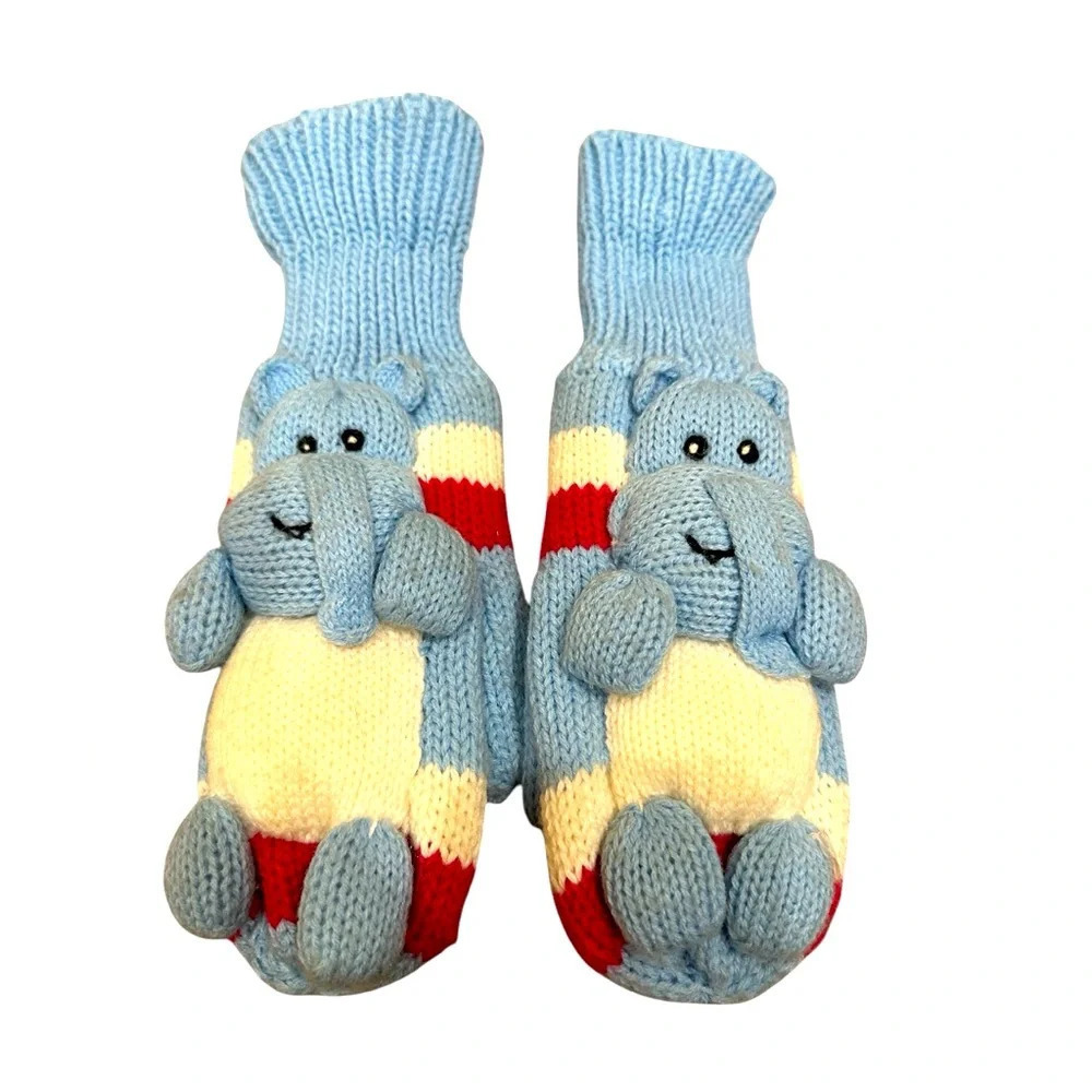 Youth Knit Elephant Mittens Cozy Winter Novelty Animal Gloves